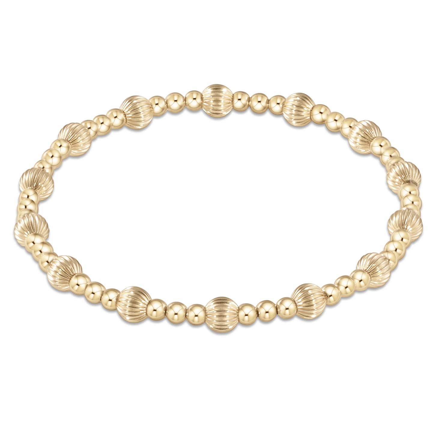 dignity grateful pattern 4mm bead bracelet - gold extends