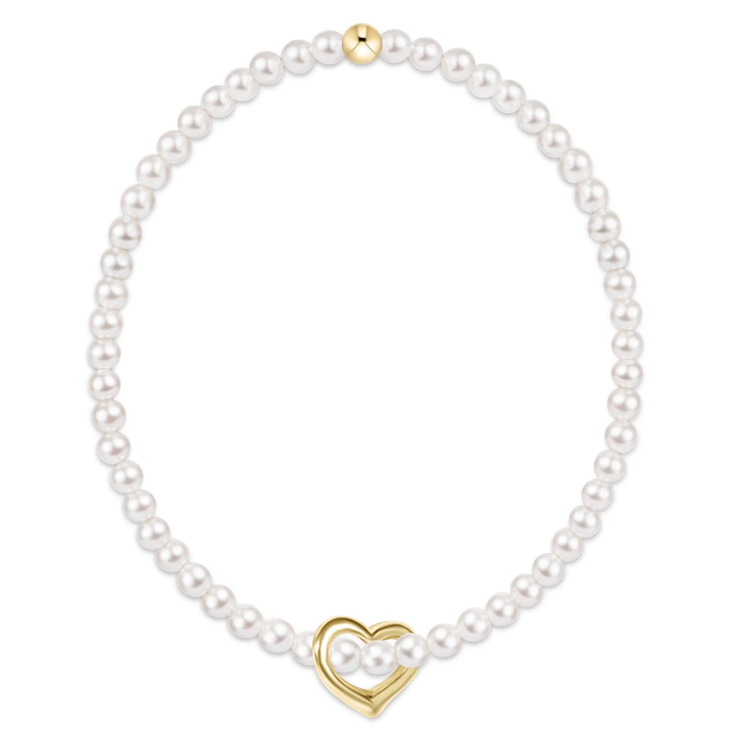 classic pearl 3mm bracelet - love gold charm extend