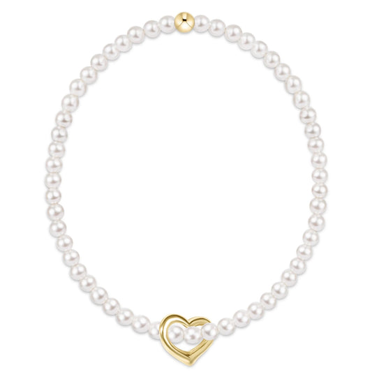 classic pearl 3mm bracelet - love gold charm extend