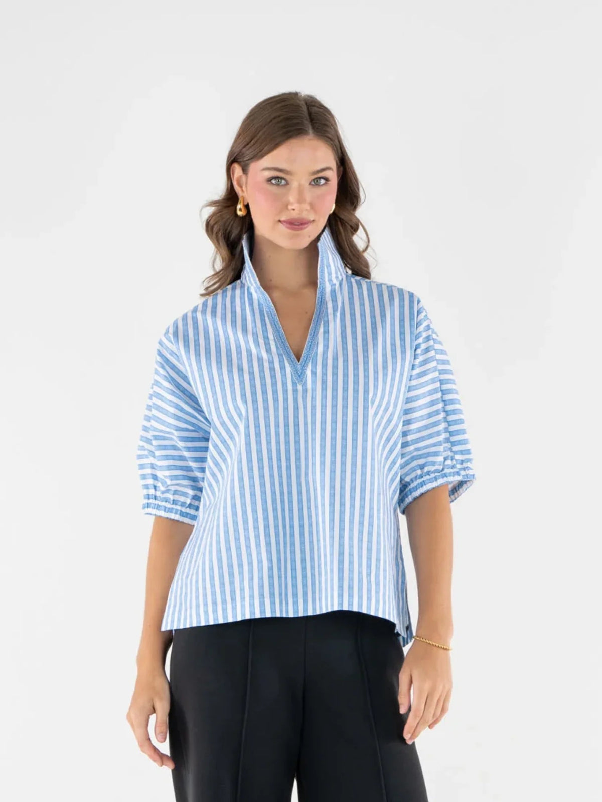 POPPY TOP French Blue Stripe