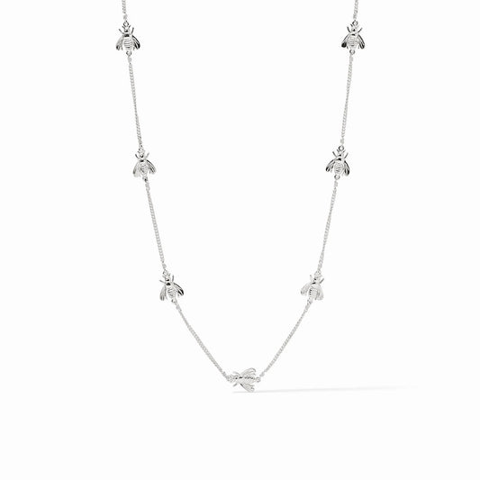 Bee Delicate Station Necklace - silver