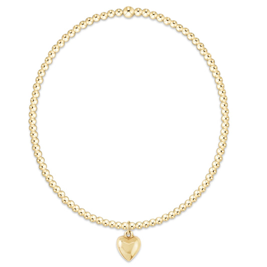 classic gold 2mm bracelet - love plush small gold charm