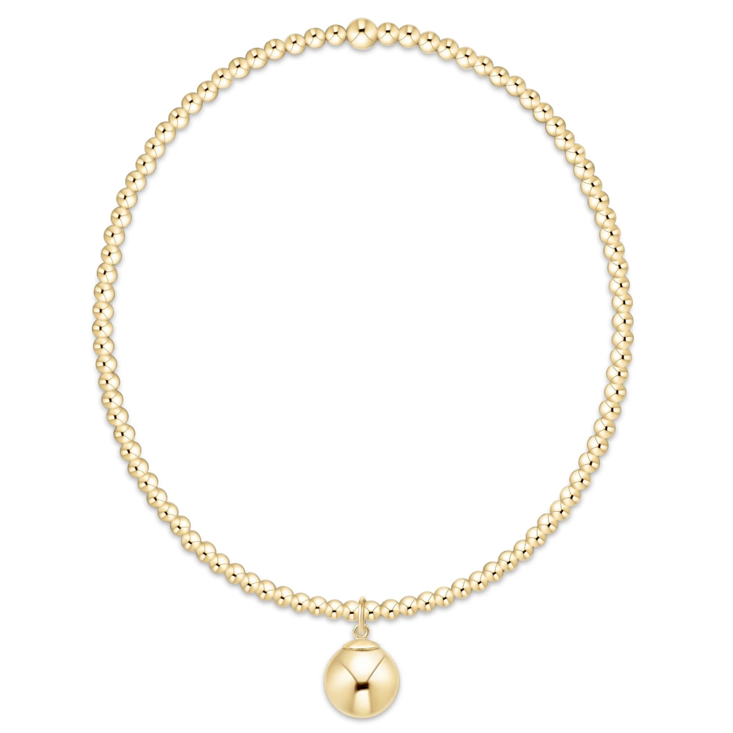 classic gold 2mm bracelet - classic gold 8mm charm