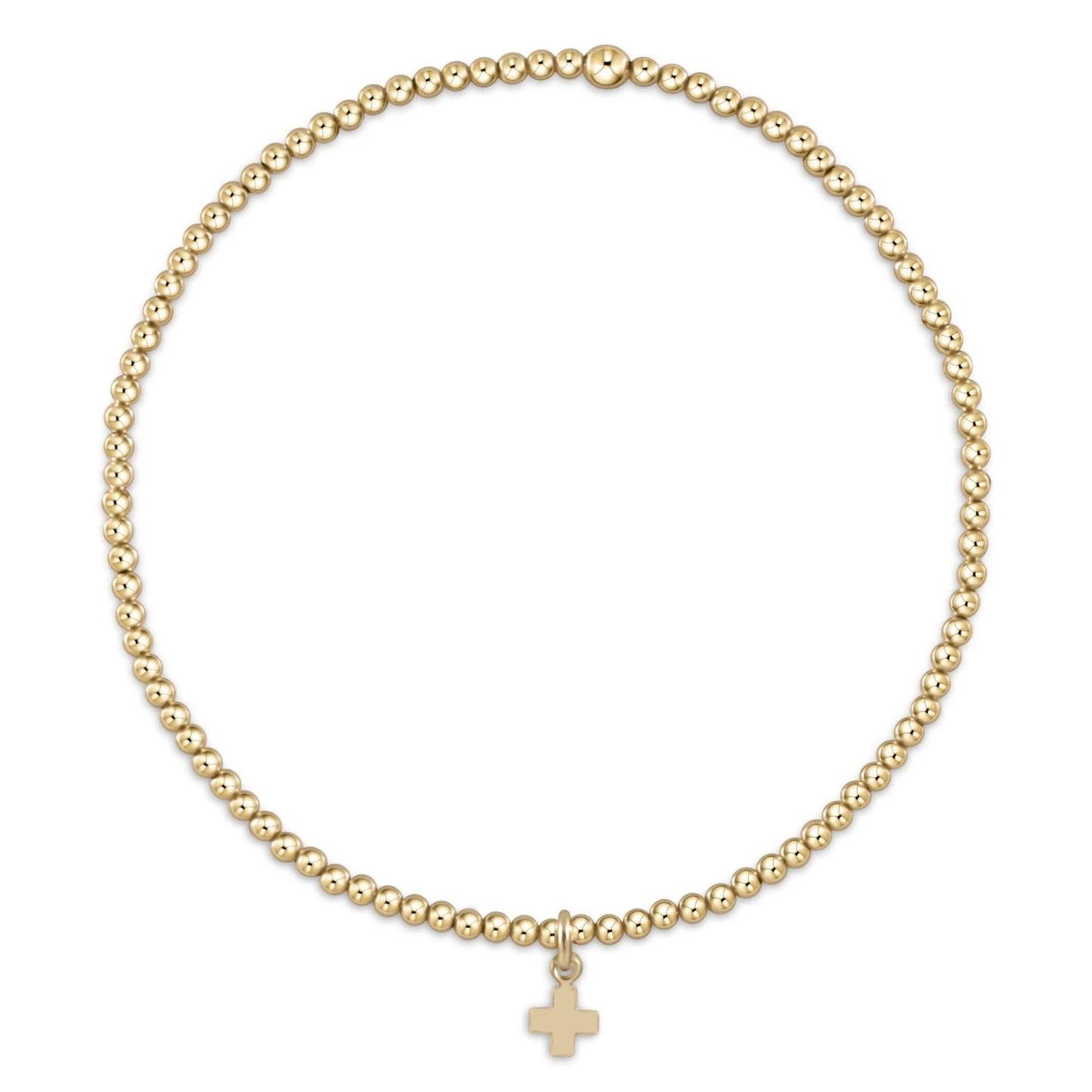 classic gold 2mm bracelet - signature cross small gold charm