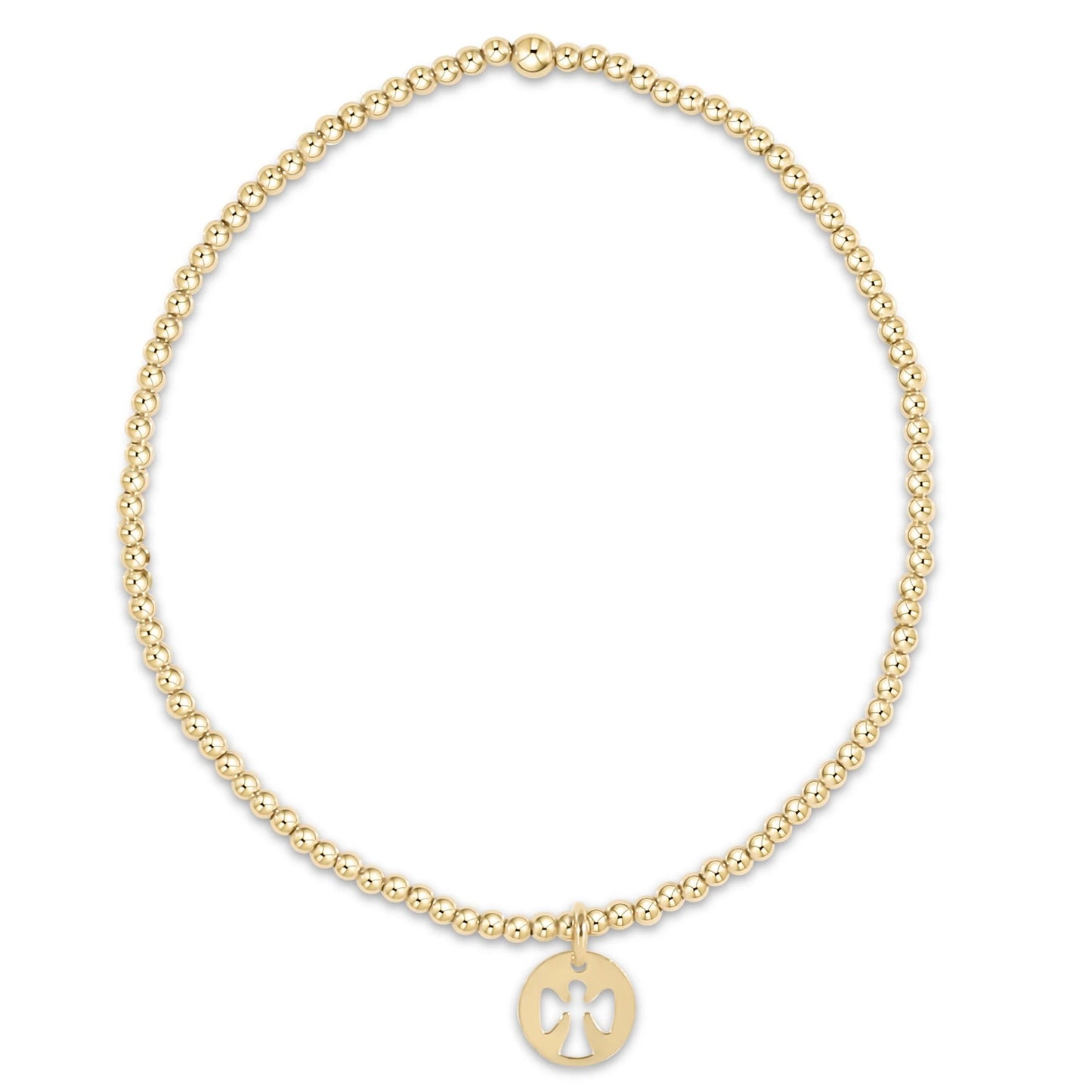 classic gold 2mm bracelet - guardian angel small gold disc