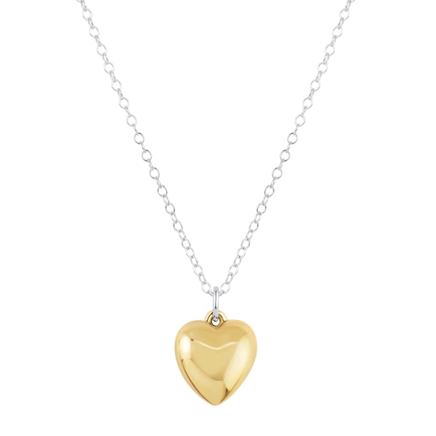 16" necklace mixed metal - love plush gold charm