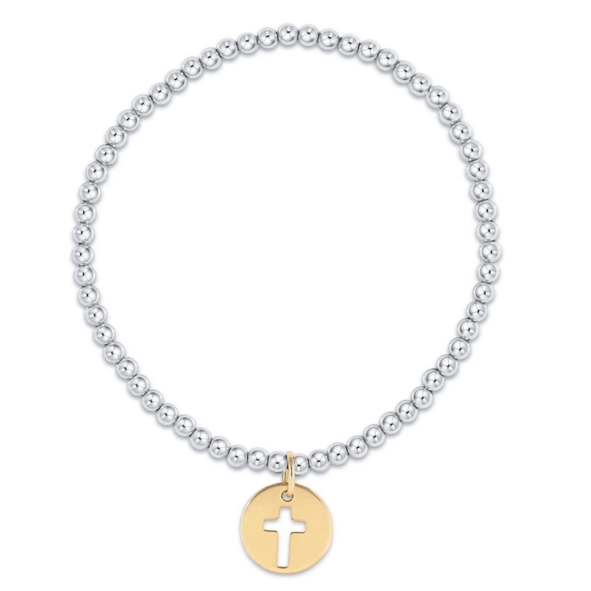 classic mixed metal 3mm bracelet - blessed gold disc
