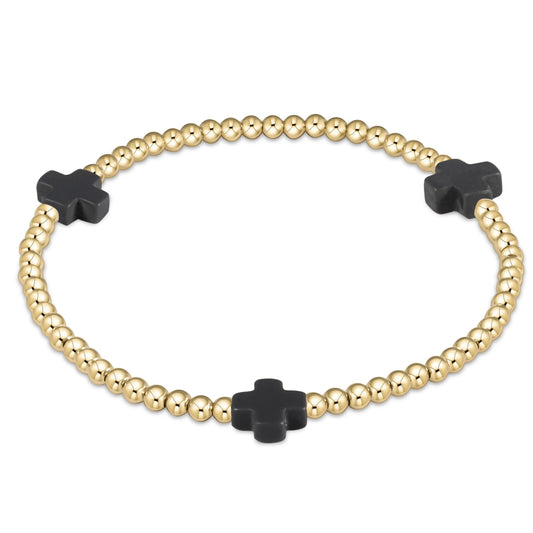 Extend Black Signature cross 3mm gold bracelet