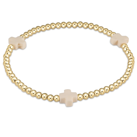 Extend white signature cross 3mm gold bracelet
