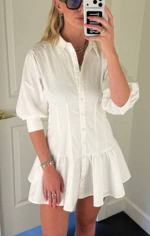 Women's Drop Waist Pleated Shirt Dress
