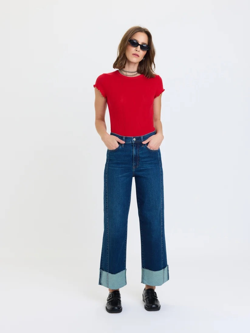 Pleaser High Rise Wide Ankle in Slow Motion Daze Jeans