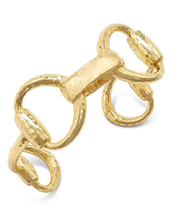 Equestrian Snaffle Bit Link Cuff in Gold