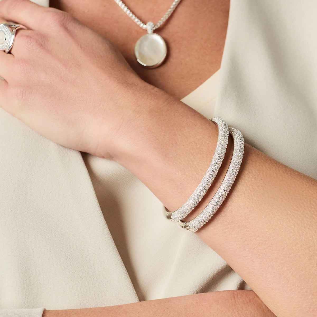 Stardust Hinge Bangle Silver Julie Vos