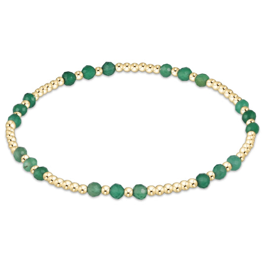gemstone gold joy pattern 3mm bead bracelet - green onyx