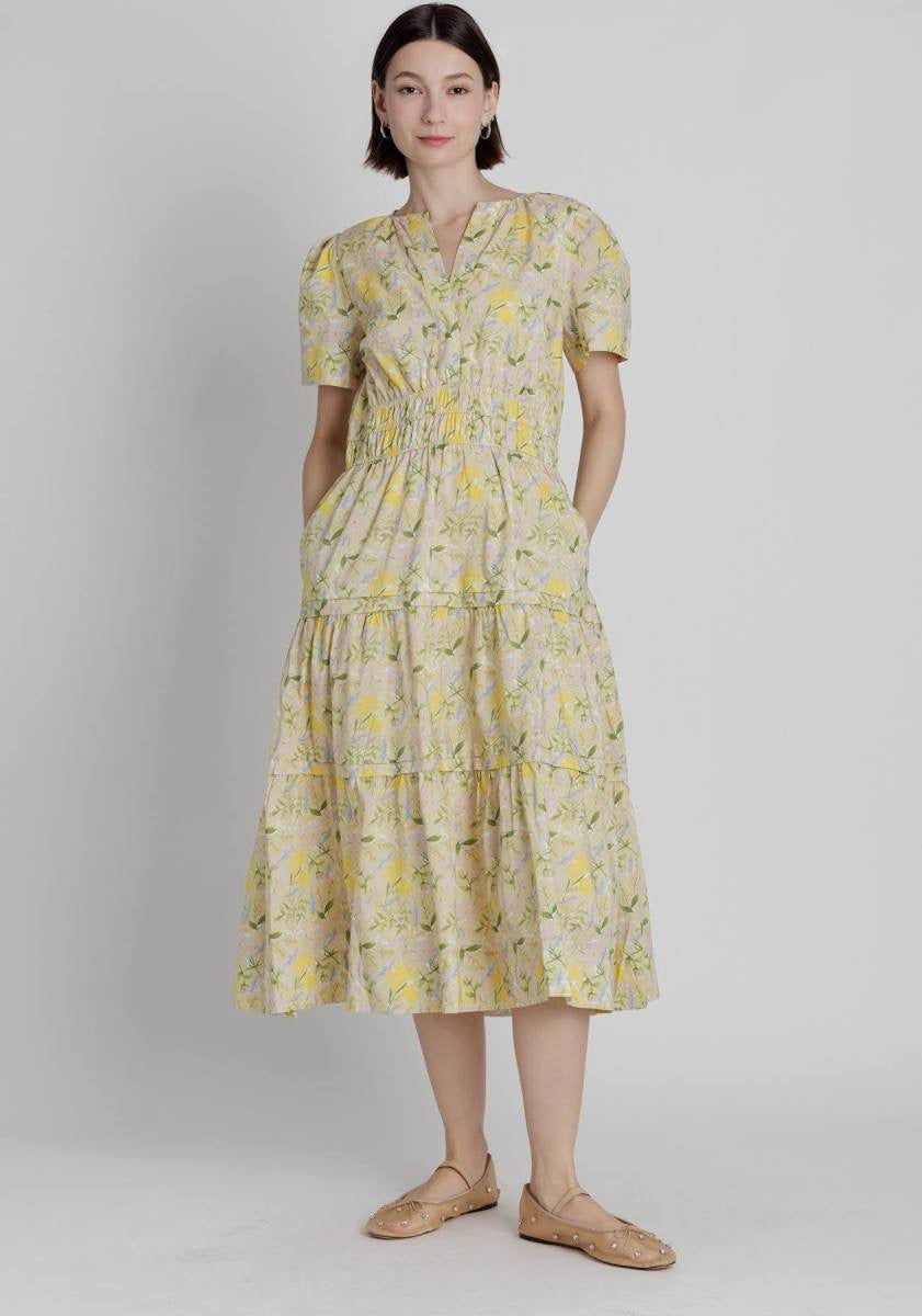 Floral Pintuck Midi Dress
