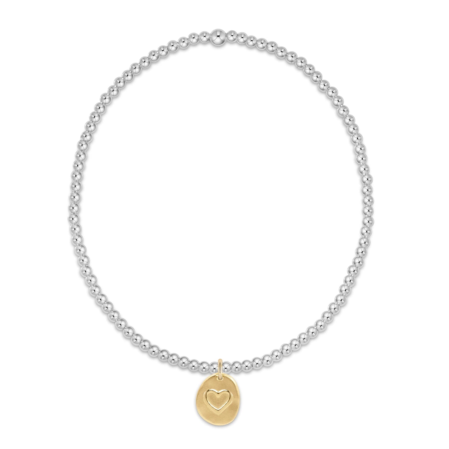 classic mixed metal 2mm bracelet - inspire love small gold disc