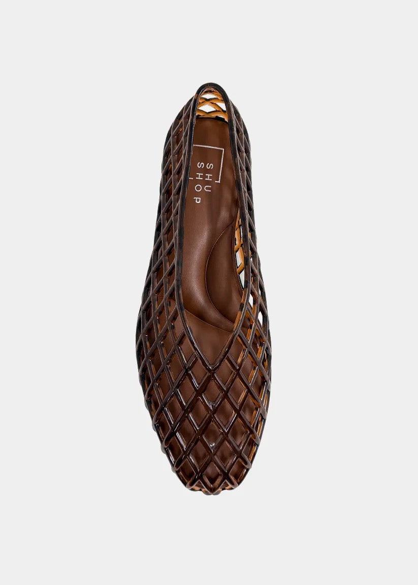 Alana Woven Pointed Toe Flat - Brown