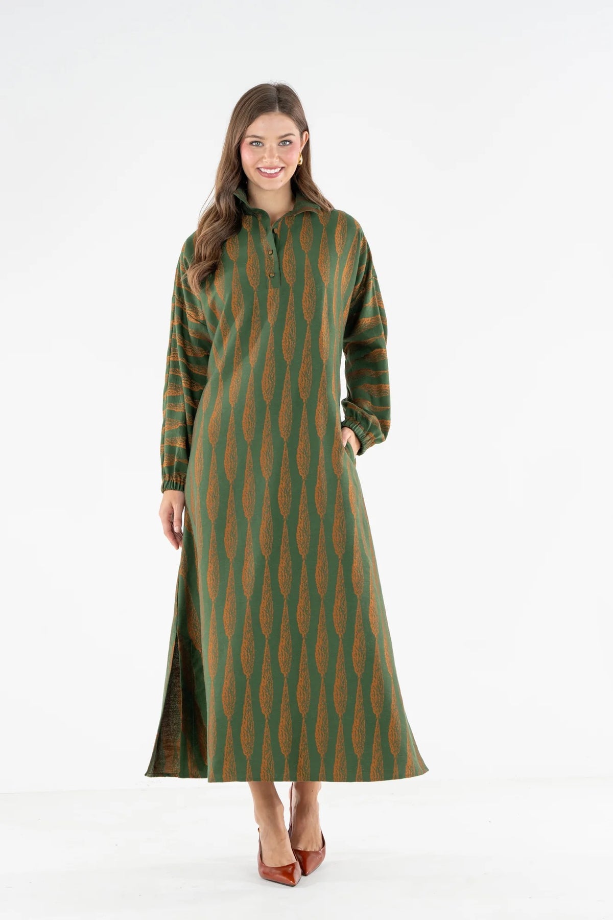 LONG-SLEEVE POPPY MAXI