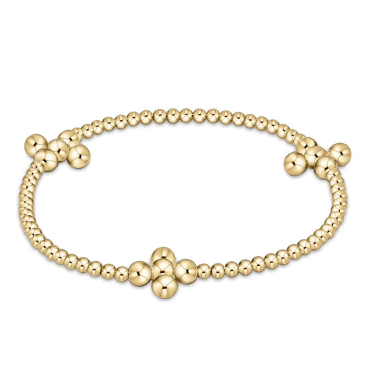 extend beaded 4mm gold signature cross 2.5mm gold bracelet