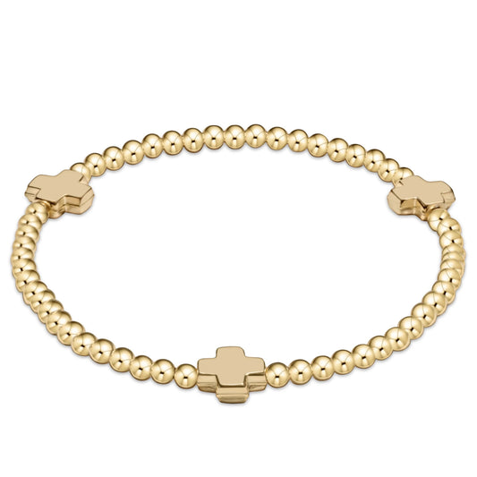 Extend signature cross 3mm gold bracelet - gold