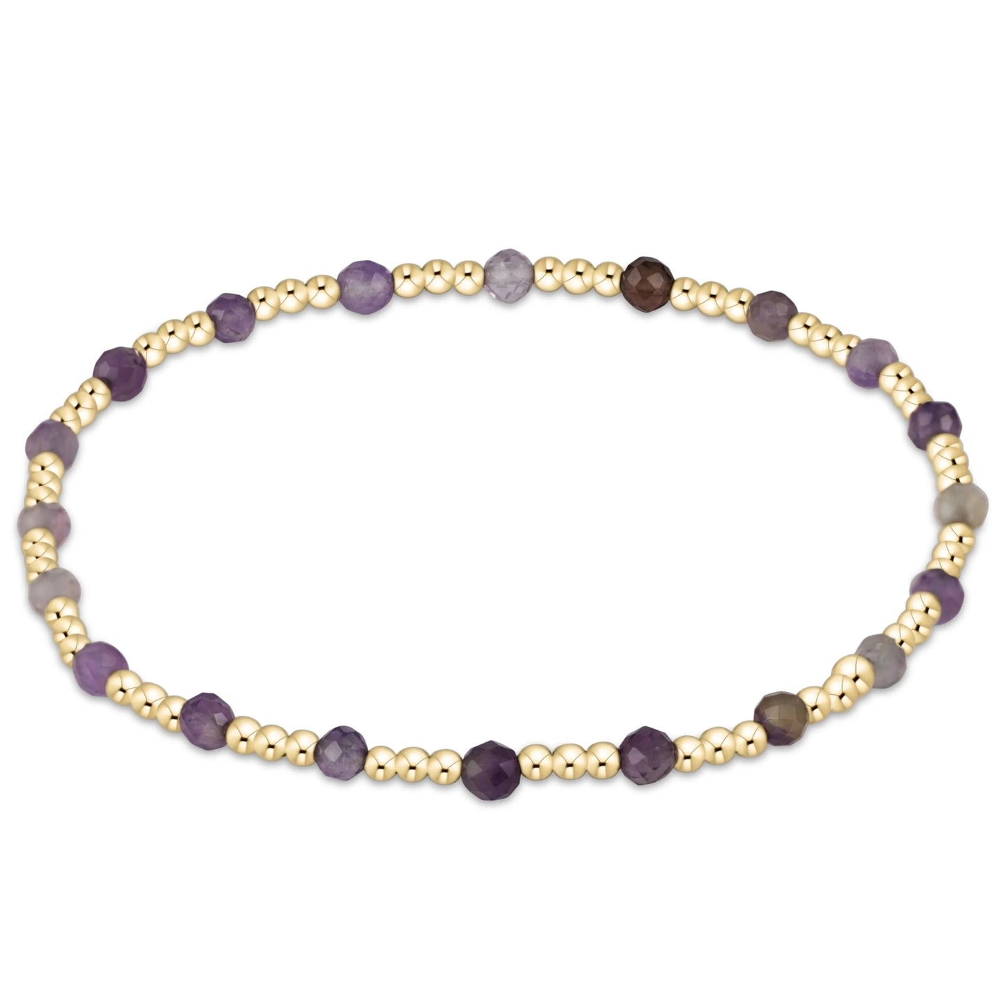 Extend gold sincerity pattern 3mm bead bracelet - amethyst