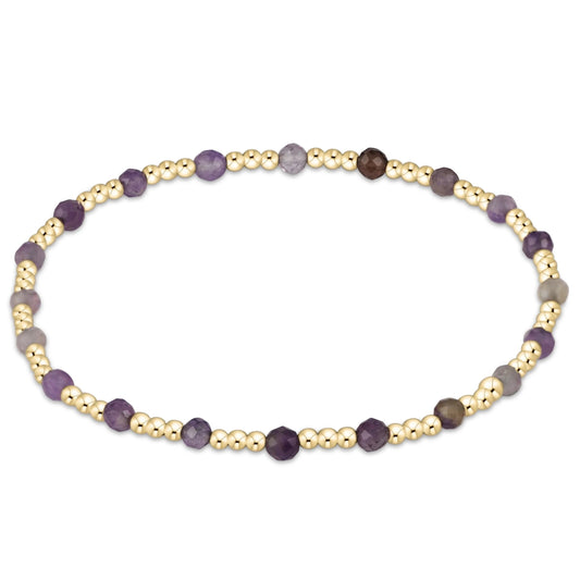 Extend gold sincerity pattern 3mm bead bracelet - amethyst