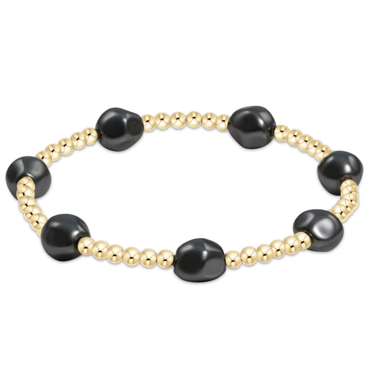 admire gold 3mm bead bracelet - pearl - dark grey