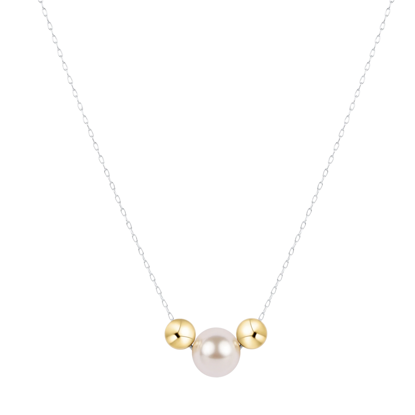16" Necklace Mixed Metal - Purpose Gold Pearl