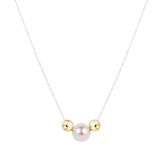 16" Necklace Mixed Metal - Purpose Gold Pearl