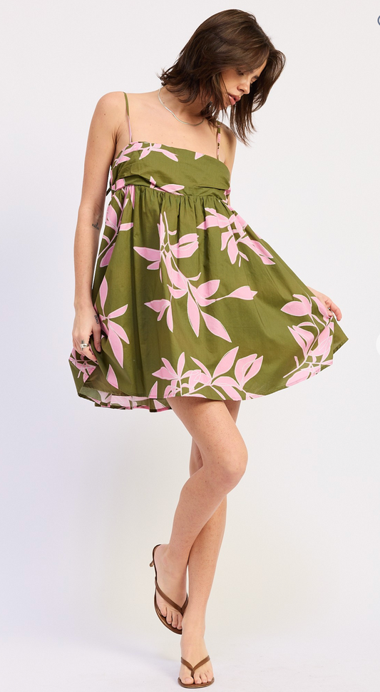 Green Pink Mini Dress