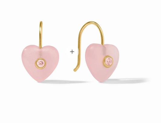 Heart Earring Gold - Pink Quartz