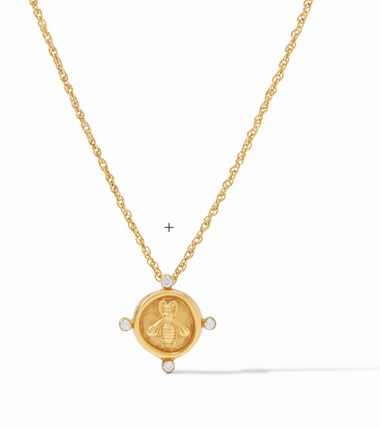 Bee Cameo Solitaire Necklace - Gold