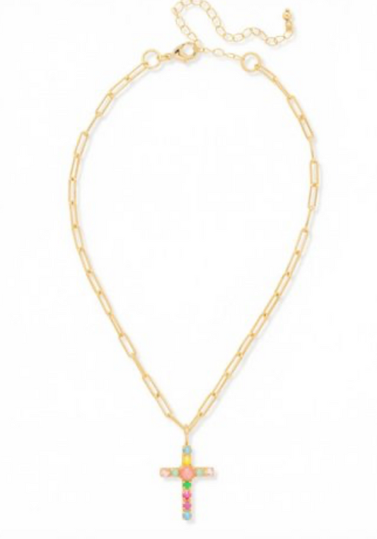 Cross Paperclip Pendant Necklace - Sorrelli Jewelry