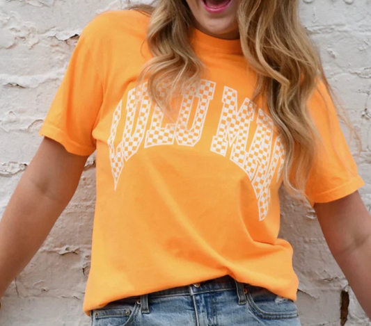 Lulu Mac Checkered Bright Orange