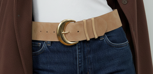 Suede Crescent Moon Buckle Belt
