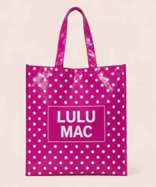 REUSABLE TOTE -HOT PINK WHITE DOT