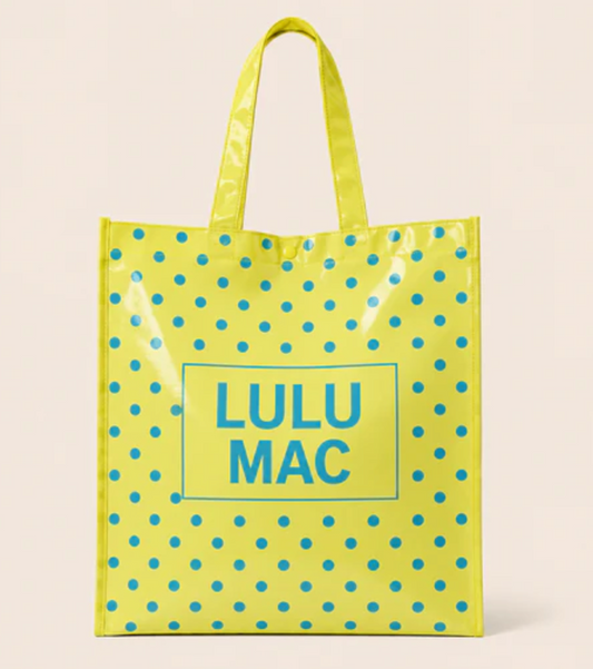 REUSABLE TOTE -BUTTER BLUE DOT