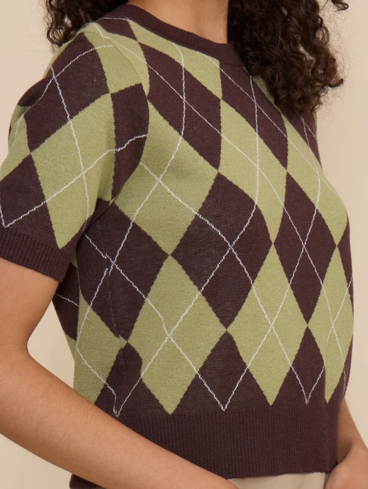 Quinn Argyle Knit Top