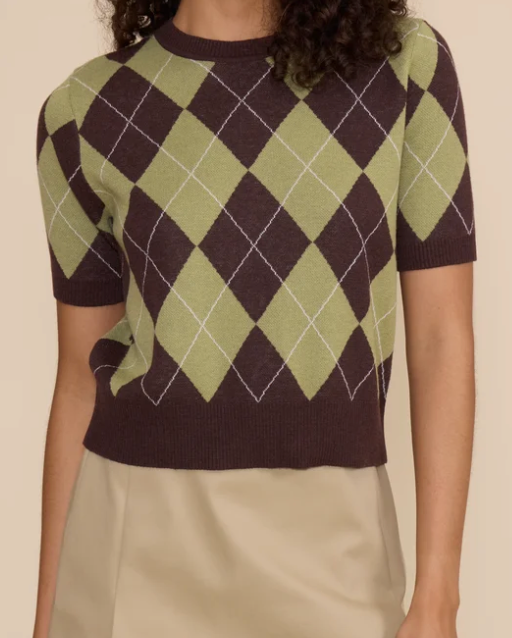 Quinn Argyle Knit Top