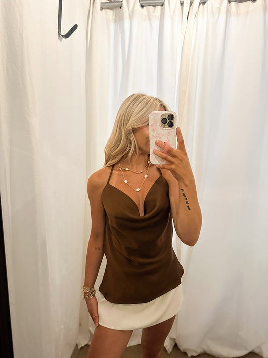 Brown Scoop Neck Top