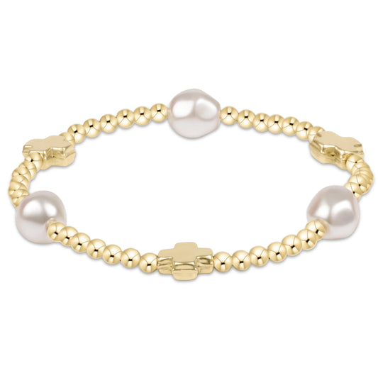 Small cross admire pearl 3MM gold