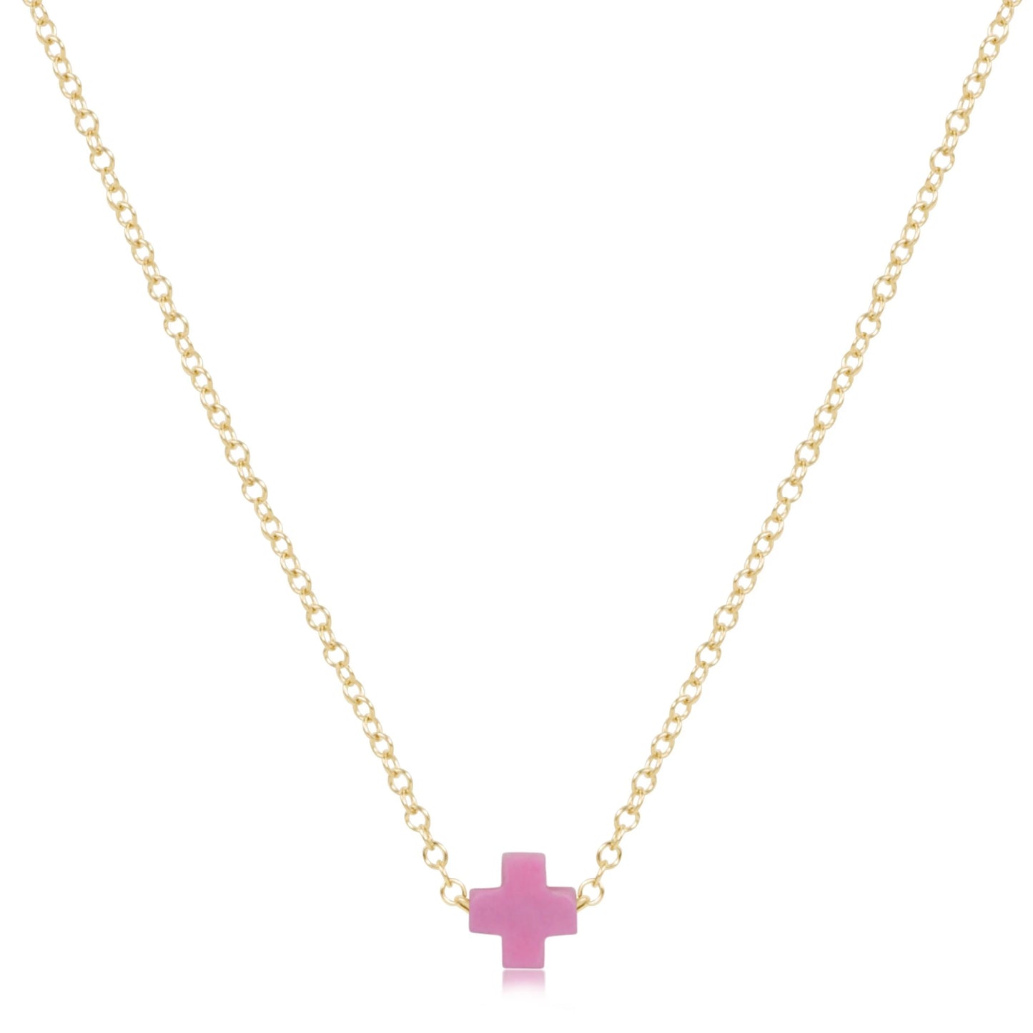 egirl 14* Necklace Gold - Signature Cross Small Pink
