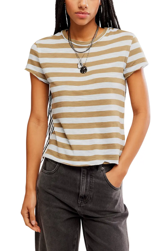 Free People Mocha Stripe Top