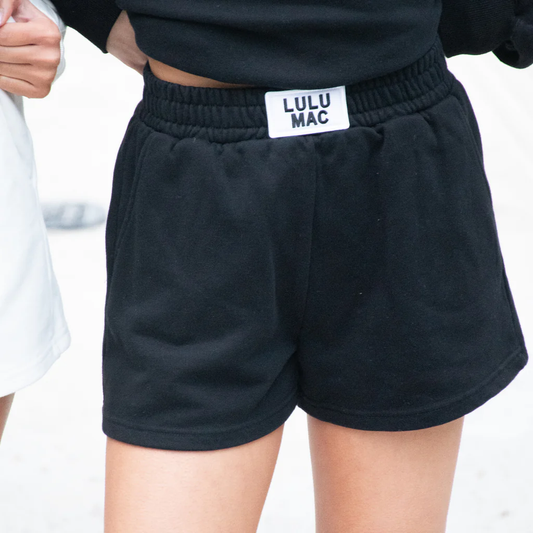 LULU MAC TERRY CLOTH BLACK SHORTS