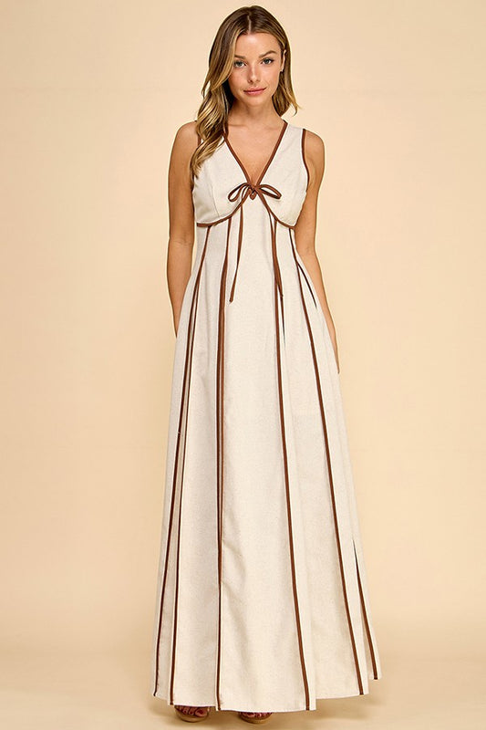 Brown and Tan Maxi Dress