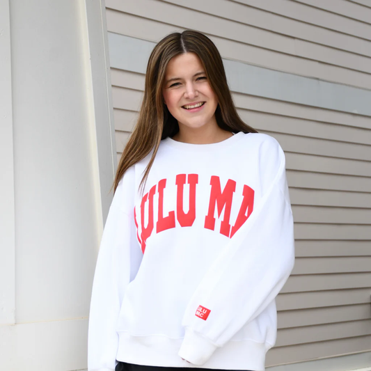 White Lulu Mac Sweatshirt With Red Letters