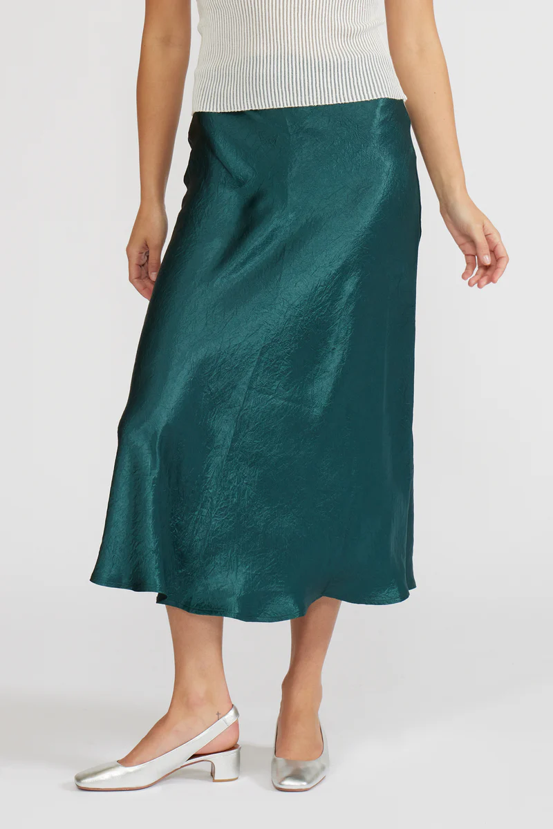 Skylar Satin Emerald Skirt