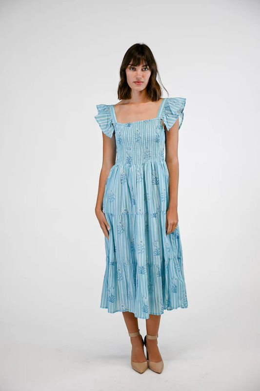 Kale Blue Bell Stripe Dress