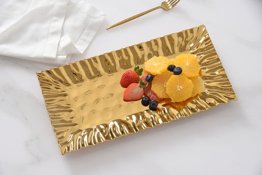 Rectangle Ruffle Platter Gold MAS2952G