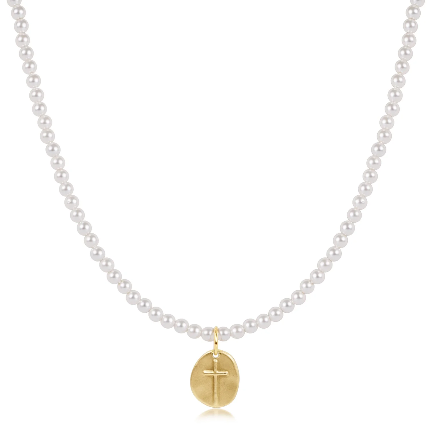 choker classic pearl 3mm bead - inspire small gold charm